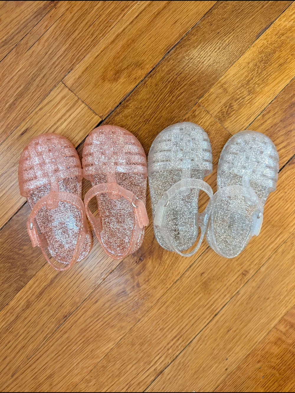 Old Navy Baby Girls Glitter Jelly Sandals In Pink And Clear Size 5 Two Pairs
